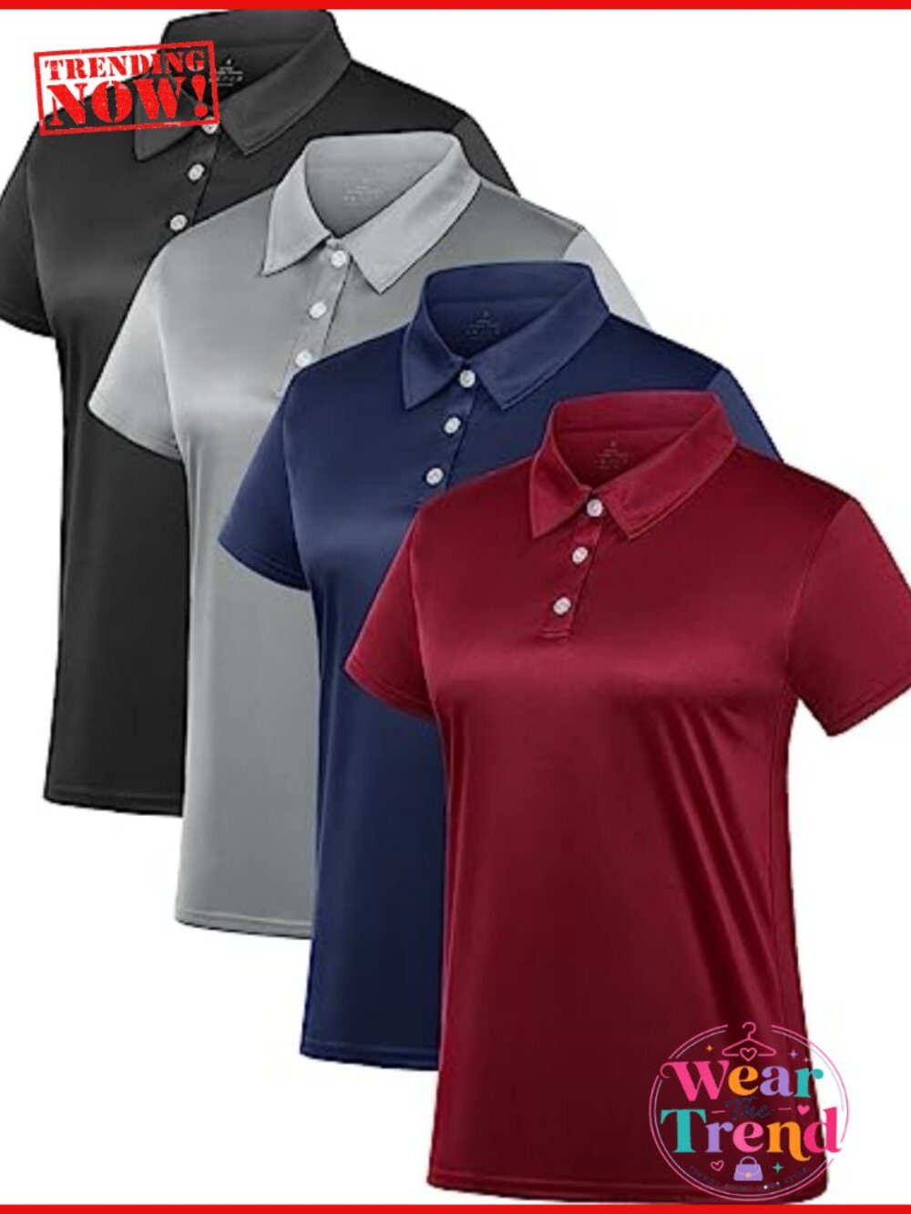 Women's Dry Fit Polo Shirt Short Sleeve Golf Activewear Collar Top